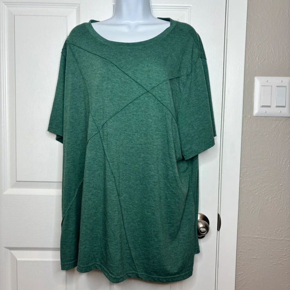 3XL Fantaslook Green Heathered Twist Front Tee